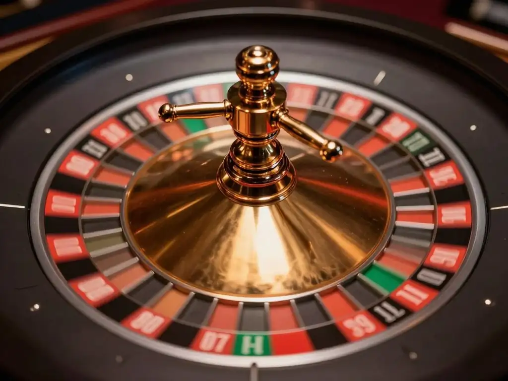 Artistic view of a European Roulette wheel showing the elegant layout without visible numbers Artistic view of a European Roulette wheel showing the elegant layout without visible numbers