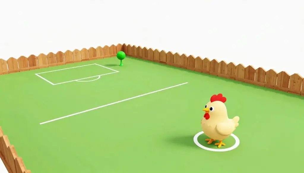 Conceptual illustration of demo play mode for Chicken game
