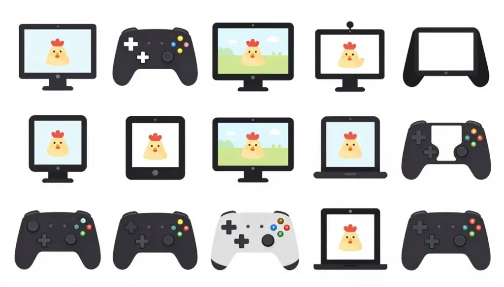 Conceptual illustration of different platforms offering the Chicken game