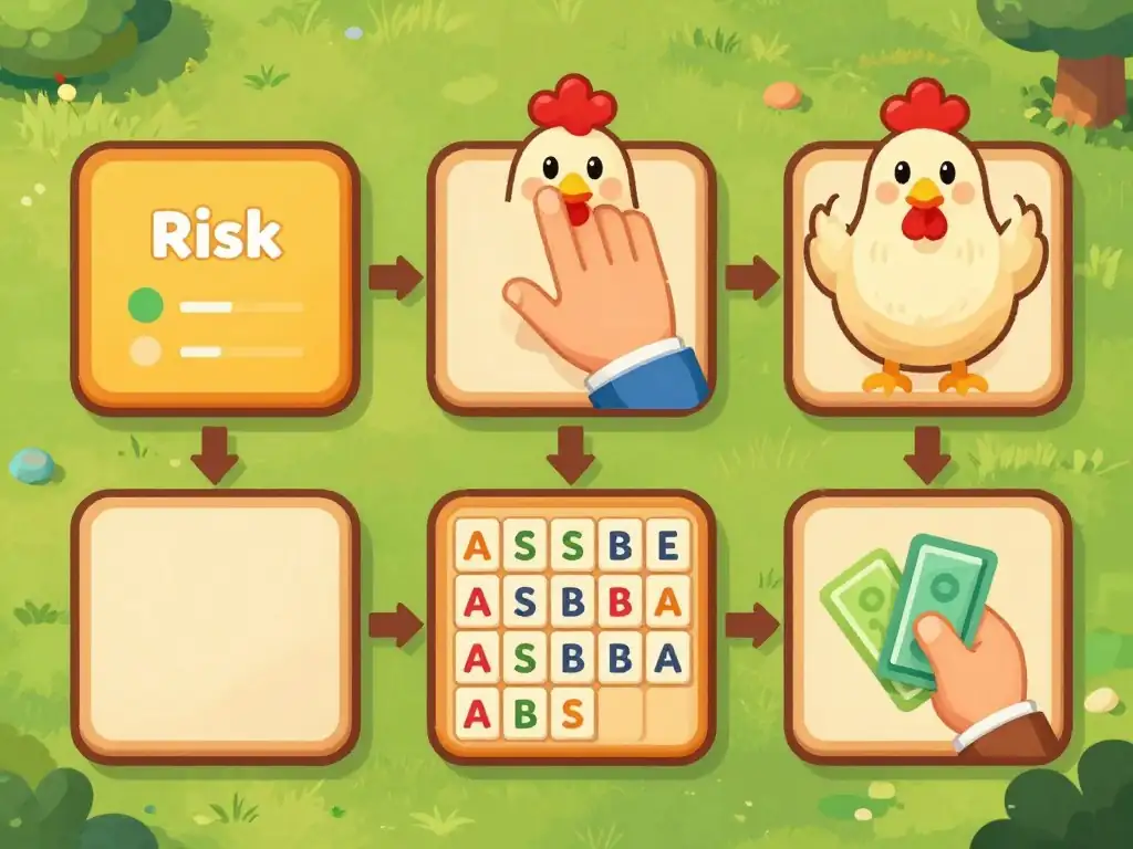 Conceptual illustration showing the steps to play Chicken game