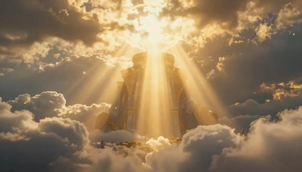 Gates of Olympus golden divine light rays representing maximum win potential