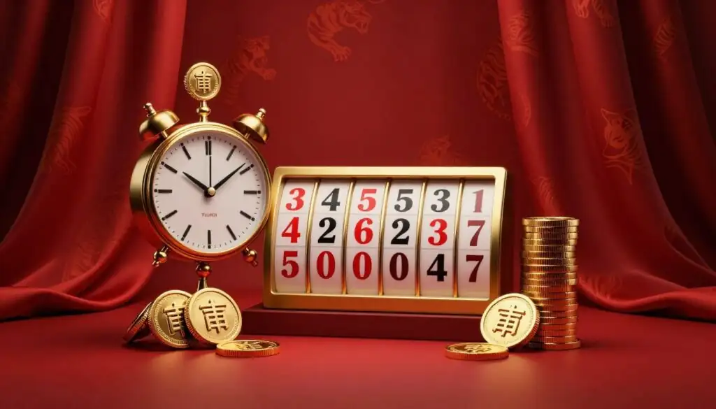 Visual representation of Red Tiger's Daily Jackpot network showing timer countdown elements and progressive prize pools in an artistic composition